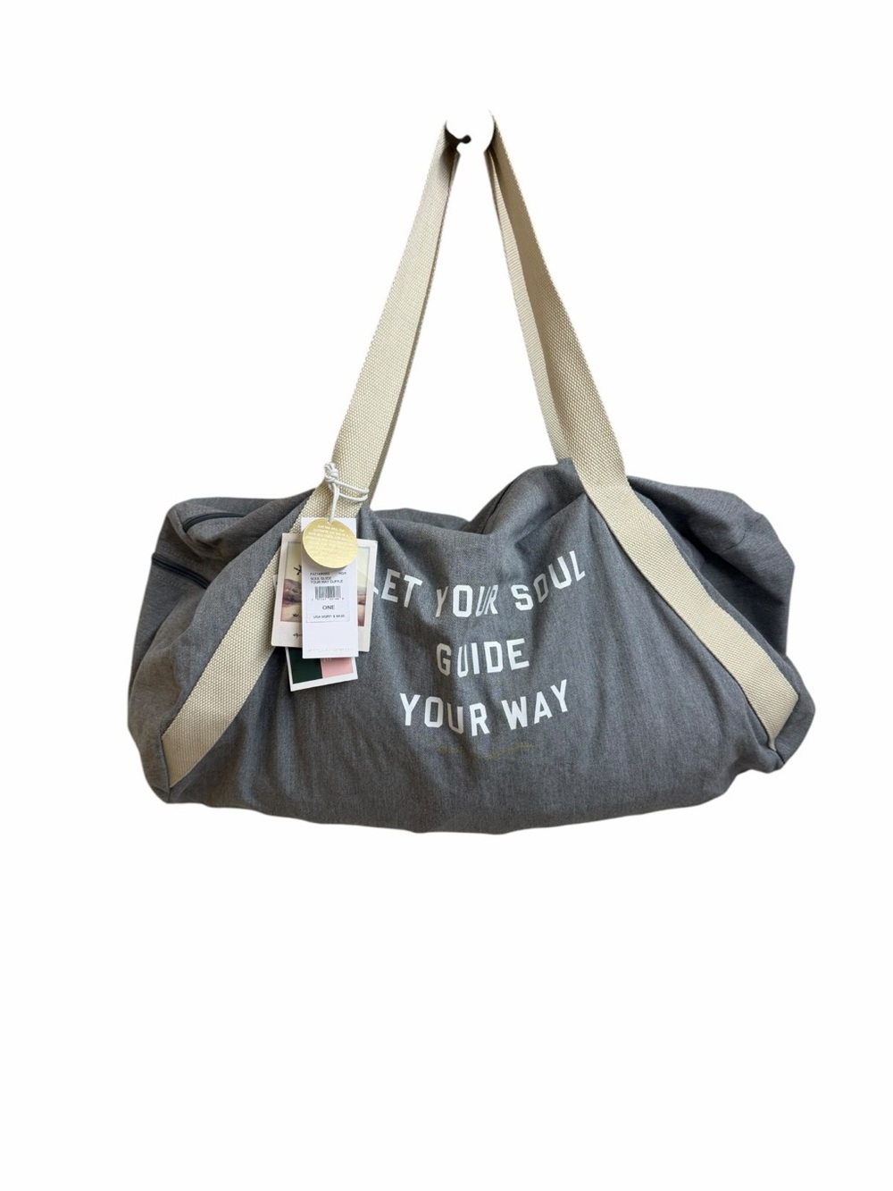 Spiritual Gangster Gray Canvas Duffel Gym Bag 'Let Your Soul Guide Your Way' - Picture 7 of 7